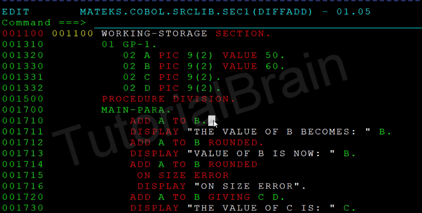 TutorialBrain-Different types of ADD Statement