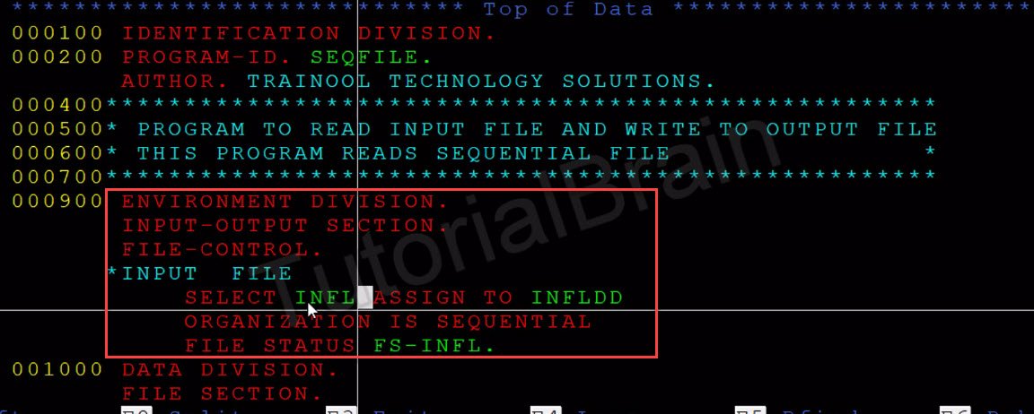 TutorialBrain-How Files are defiend in FILE-CONTROL.