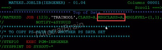 msgclass parameter in jcl