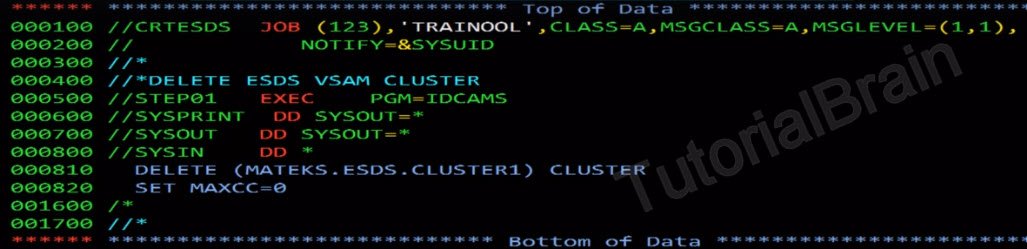 VSAM ESDS - Delete cluster and set maxx-0