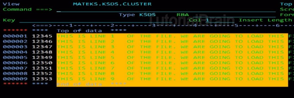 Vsam Tutorial VSAM ksds — TutorialBrain