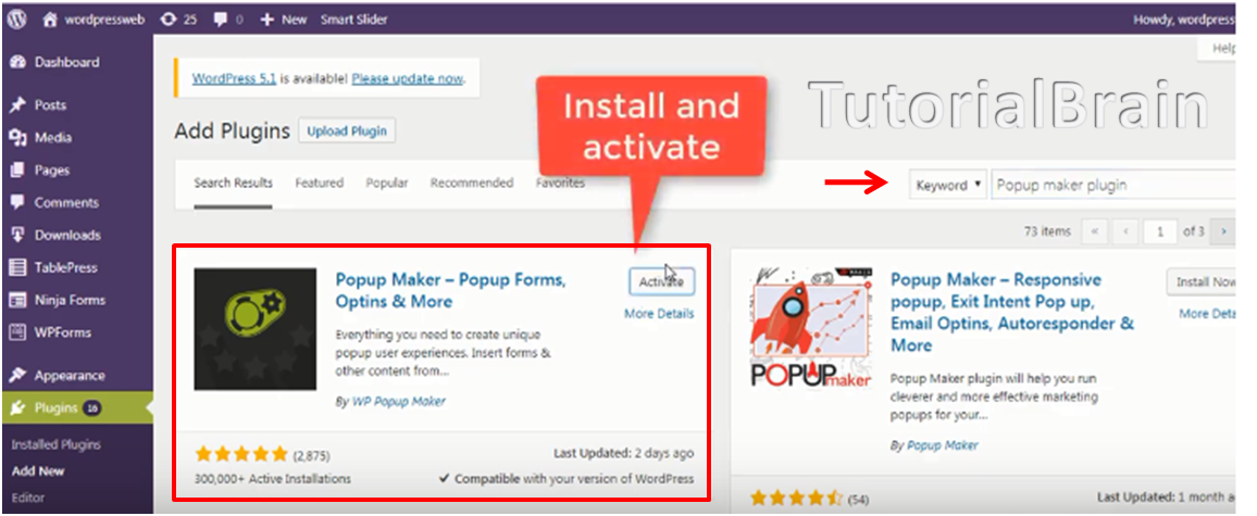 Install Popup maker plugin