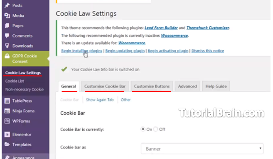 cookie law setting
