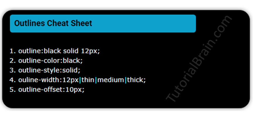 CSS Outlines cheat sheet