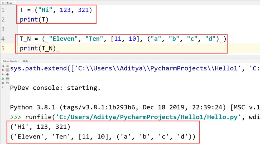 Python - creating a tuple