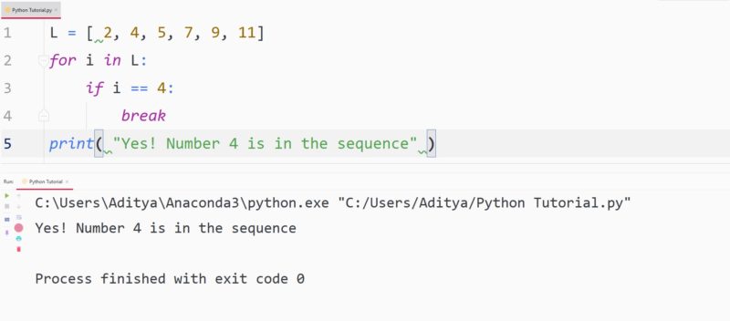 Python Break — TutorialBrain