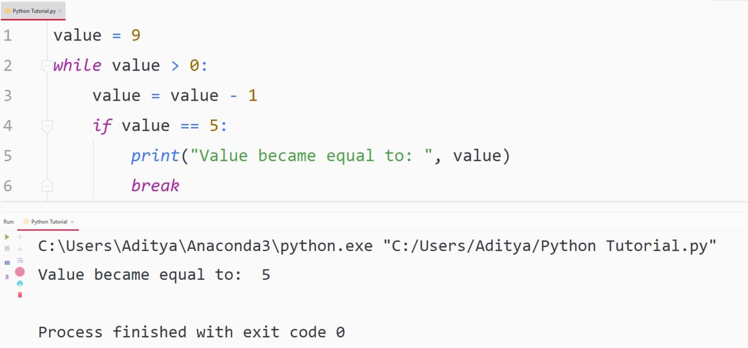 Python Break — TutorialBrain