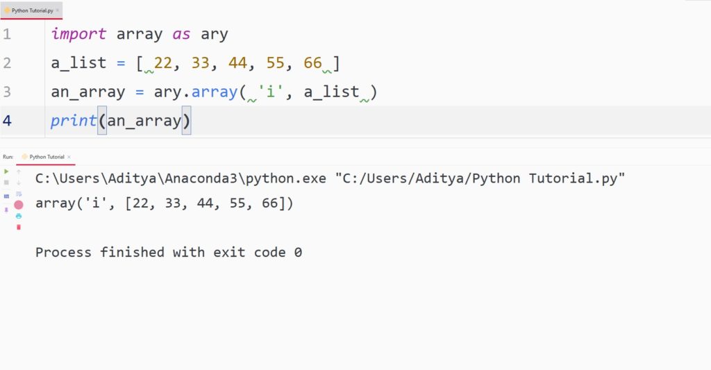 python convert list to array