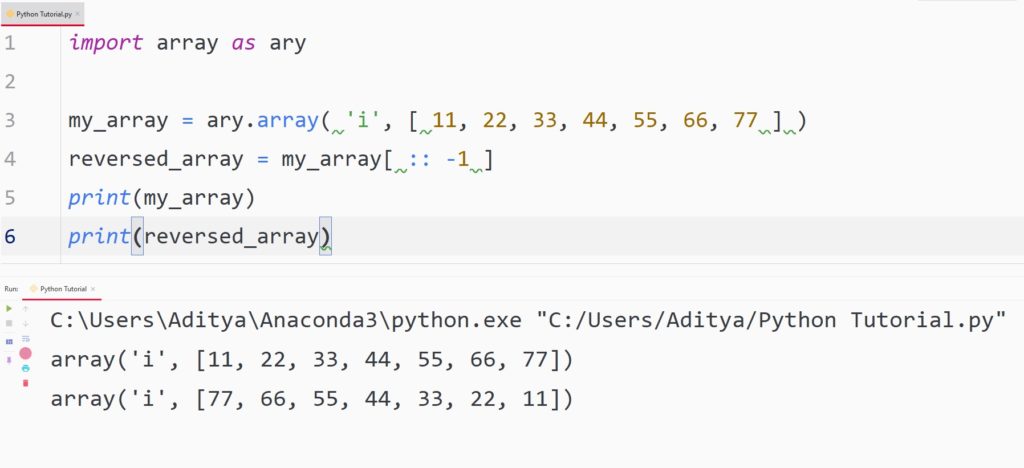 python reverse array