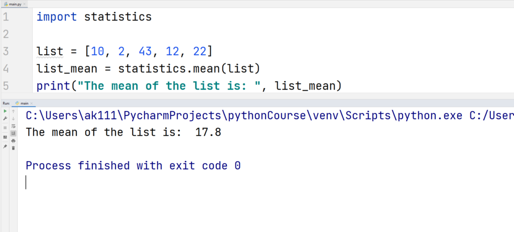 Python Statistics Module1 -mean() and fmean()
