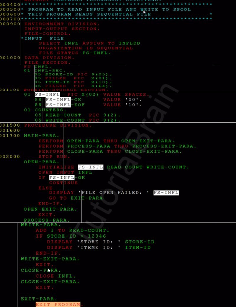 COBOL File Operations with Sample Programs — TutorialBrain